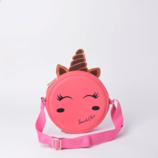 Bolsa Sweet Chic Kids Redonda Quebek Unicórnio Coral 4884 Bolsa Sweet Chic Kids Redonda Quebek Unicórnio Coral 4884