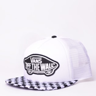 Boné Vans Beach Girl Trucker Hat Checkerboard Black White VN000H5L56M Boné Vans Beach Girl Trucker Hat Checkerboard Black White VN000H5L56M