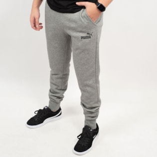 Calça Puma Masculina Moletom ESS Slim Pants FL Cinza 85242803 Calça Puma Masculina Moletom ESS Slim Pants FL Cinza 85242803