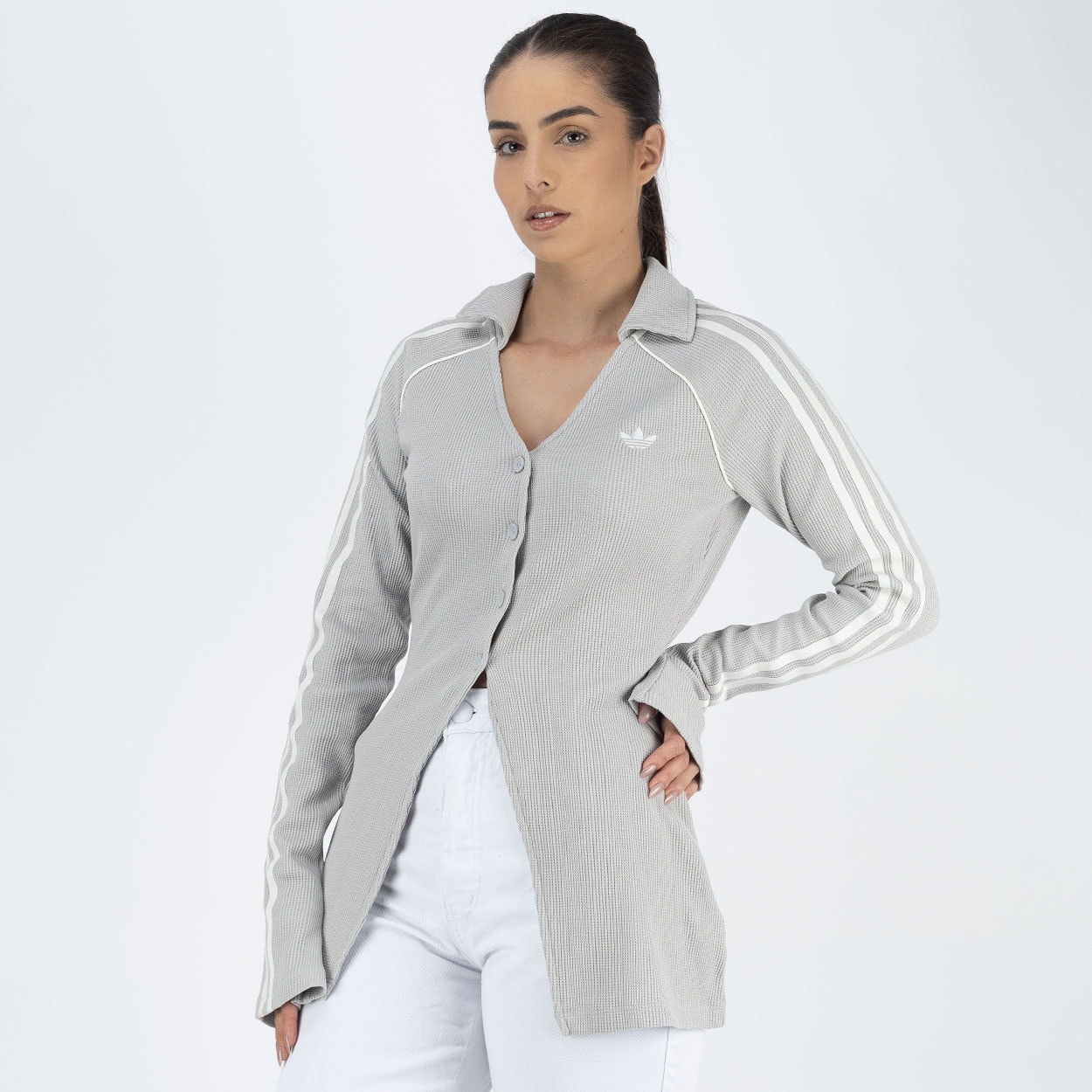 Camisa adidas Waffle Com Botão Grey Two KR5109