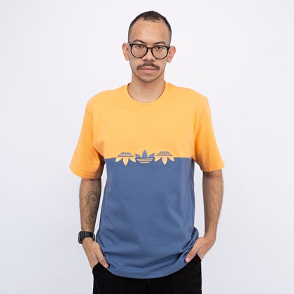 Camiseta adidas Adicolor Sliced Multi Trefoil Crew Blue Orange GN3509