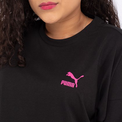 Camiseta Puma Cropped Classic Loose Fit Animal Print Black 597726-51