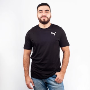 Camiseta Puma Masculina Essentials Tee Black Cat 85174101 Camiseta Puma Masculina Essentials Tee Black Cat 85174101