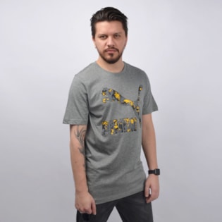 Camiseta Puma Masculina Logo Tee Cinza 57632198 Camiseta Puma Masculina Logo Tee Cinza 57632198