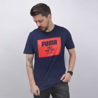 Camiseta Puma Masculina Rebel Block Basic Tee Marinho 85239506 Camiseta Puma Masculina Rebel Block Basic Tee Marinho 85239506