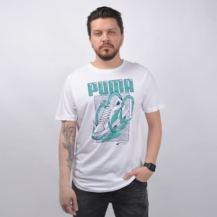 Camiseta Puma Masculina Sneaker Tee Branco 58019802 Camiseta Puma Masculina Sneaker Tee Branco 58019802