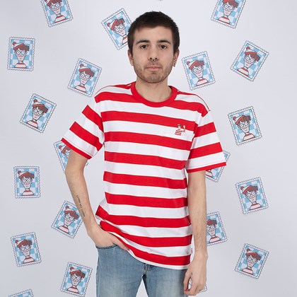 Camiseta Vans Wheres Waldo Stripe Pocket White Racing VN0A5FFXZ4Q