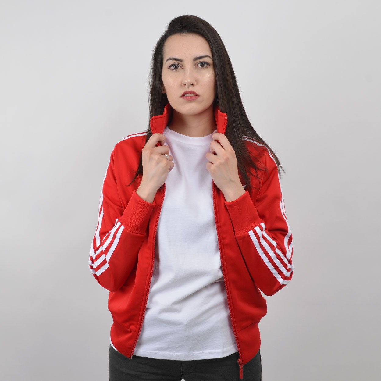 jaqueta adidas vermelha feminina
