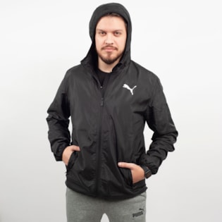 Jaqueta Puma Corta Vento Masculina Windbreaker Solid Preto 85405401 Jaqueta Puma Corta Vento Masculina Windbreaker Solid Preto 85405401