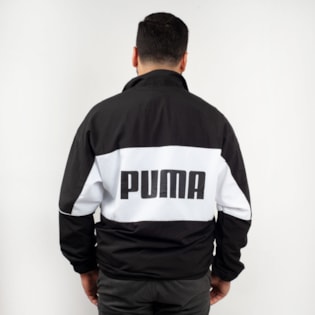 Jaqueta Puma Woven Track Jacket Preto Branco 57637601 Jaqueta Puma Woven Track Jacket Preto Branco 57637601