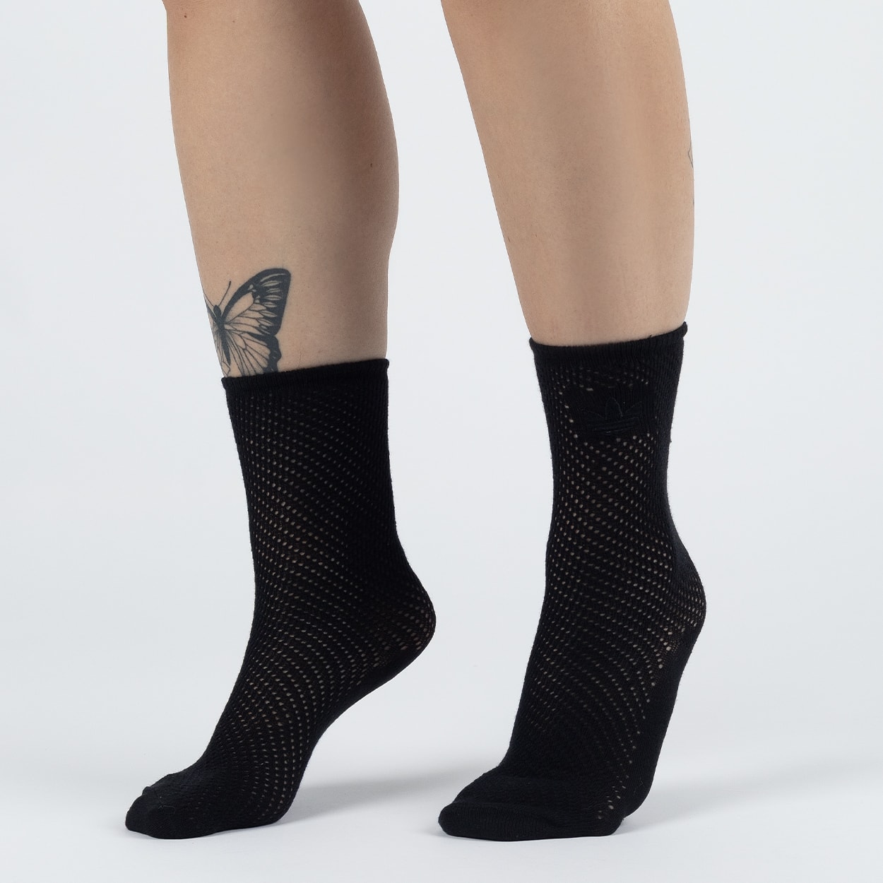 Meia adidas Crochet 2P Off White Black KD8398