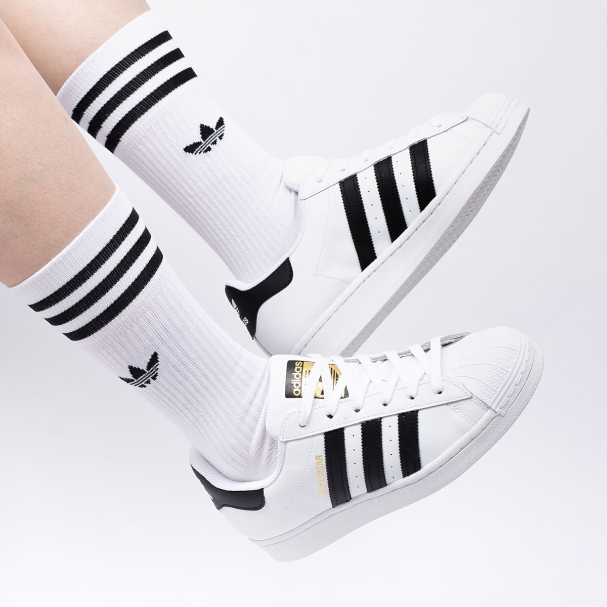 Meia Adidas Feminina Solid Crew Sock Kit 3 Pares White S21489 Na Loja Virus 41