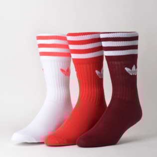 Meia Adidas Masculina Kit 3 Pares Solid Crew Sock Burgundy ED9396 Meia Adidas Masculina Kit 3 Pares Solid Crew Sock Burgundy ED9396