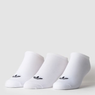 Meia Adidas Masculina Kit 3 Pares Trefoil Liner White White S20273 Meia Adidas Masculina Kit 3 Pares Trefoil Liner White White S20273