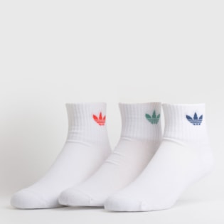 Meia Adidas Mid Ankle Sck Kit 3 Pares White FM0642 Meia Adidas Mid Ankle Sck Kit 3 Pares White FM0642