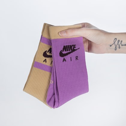 Meia Nike Everyday Essential Crew Dri-Fit Kit 2 Pares Creme Lilas DH6170-910