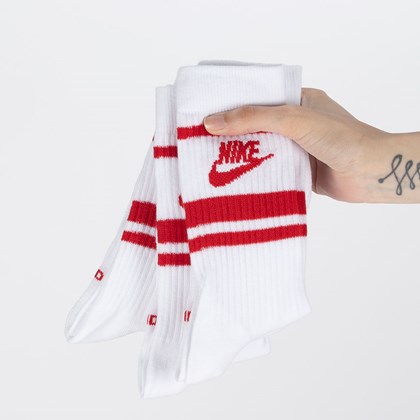 Meia Nike Everyday Essential Kit 3 Pares White Red White DX5089-102