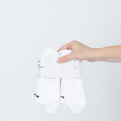 Meia Nike Unissex Everyday Cotton Cushioned No Show Kit 6 Pares White SX7675-100