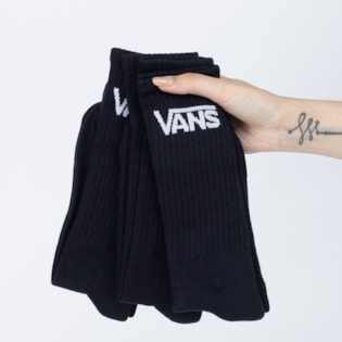 Meia Vans Classic Feminina Crew Kit 3 Pares Black VNB00XRZBLK Meia Vans Classic Feminina Crew Kit 3 Pares Black VNB00XRZBLK