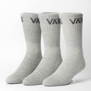 Meia Vans Masculina Classic Crew Kit 3 Pares Heather Grey VN000XSEHTG Meia Vans Masculina Classic Crew Kit 3 Pares Heather Grey VN000XSEHTG