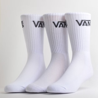 Meia Vans Masculina Classic Crew Kit 3 Pares White VN0A4A5TWHT Meia Vans Masculina Classic Crew Kit 3 Pares White VN0A4A5TWHT