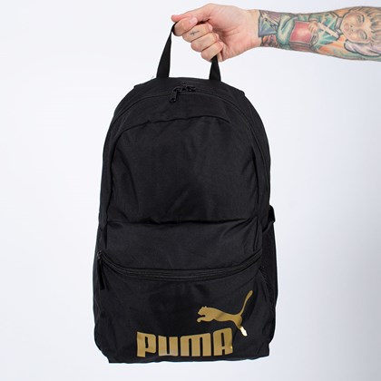 Mochila Puma Phase Backpack Black Gold 075487-49