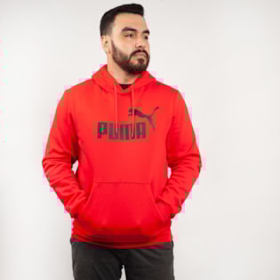 Moletom Puma Capuz ESS Hoody FL Big Logo Vermelho 85174305 Moletom Puma Capuz ESS Hoody FL Big Logo Vermelho 85174305