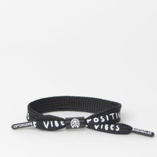 Pulseira Rastaclat Unissex Positive Vibes Wide Lace Black White RC025PVBK Pulseira Rastaclat Unissex Positive Vibes Wide Lace Black White RC025PVBK