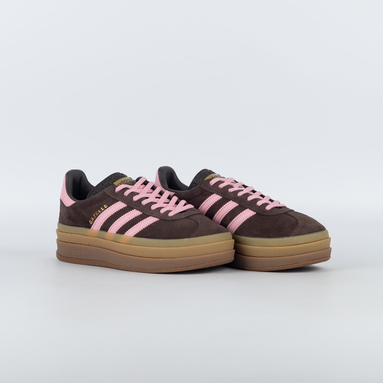 Tênis adidas Gazelle Bold Aurora Coffee Light Pink Gold Metallic