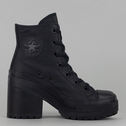 Tênis Converse Chuck 70 De Luxe Heel Hi Foundational Leather Black Black A06145C
