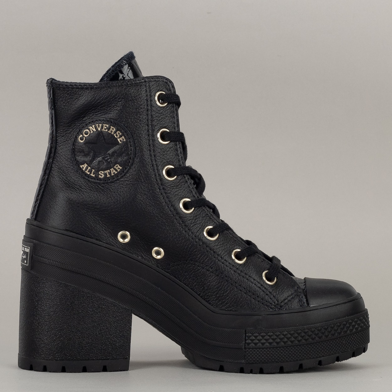 black leather converse high tops