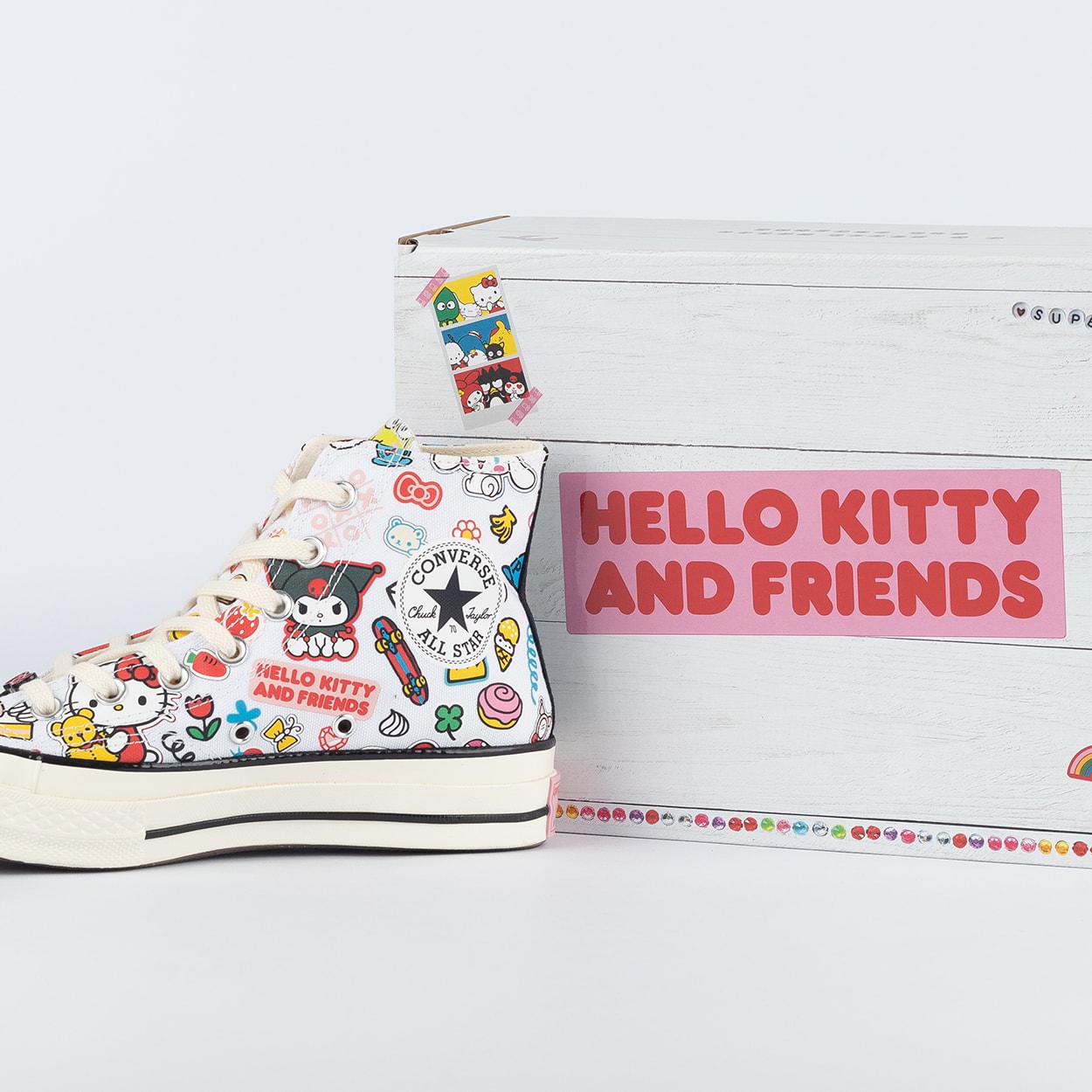 Tênis Converse Chuck 70 Hi Hello Kitty White Pink Green A17696C