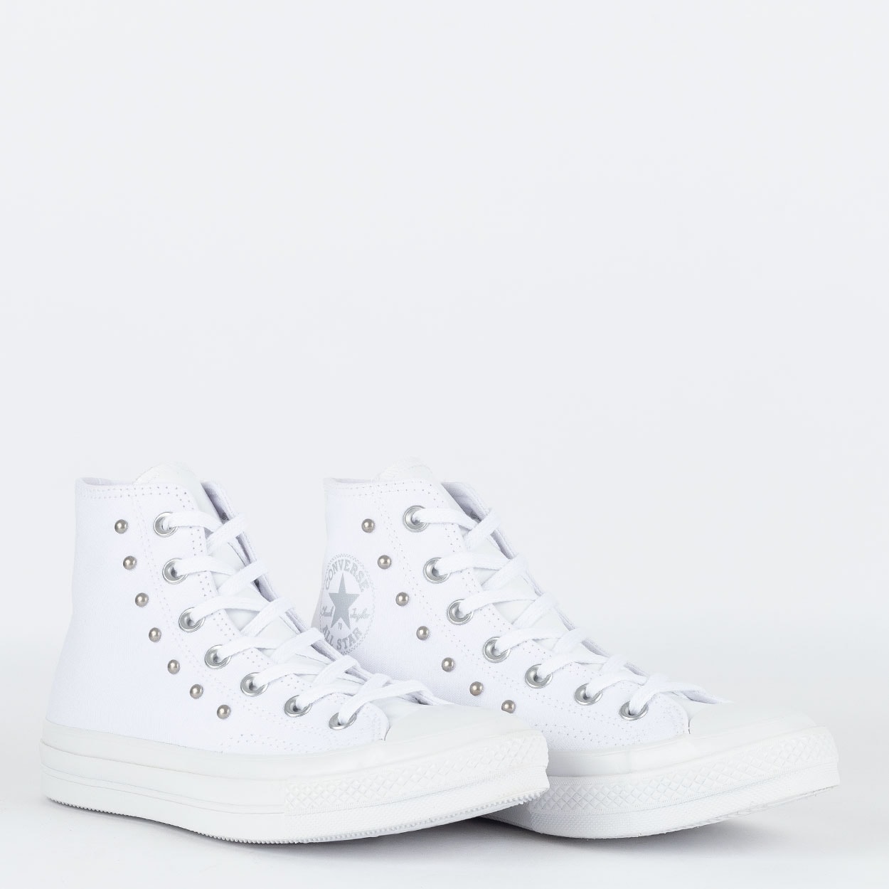 Converse CT70 25㎝ Tênis Converse Chuck 70 Hi Star Studded Branco Cinza Metal CT25980002
