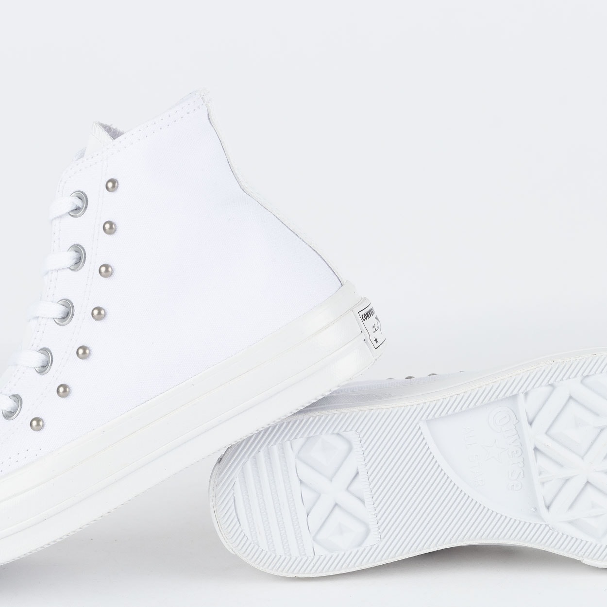 Tênis Converse Chuck 70 Hi Star Studded Branco Cinza Metal CT25980002