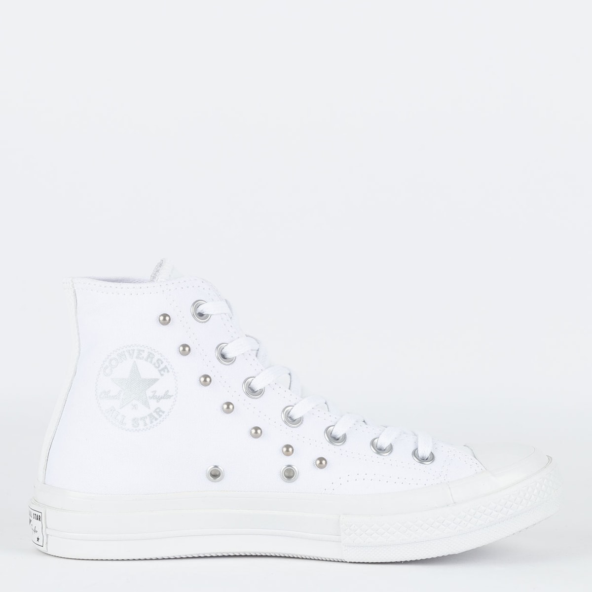 Tênis Converse Chuck 70 Hi Star Studded Branco Cinza Metal CT25980002