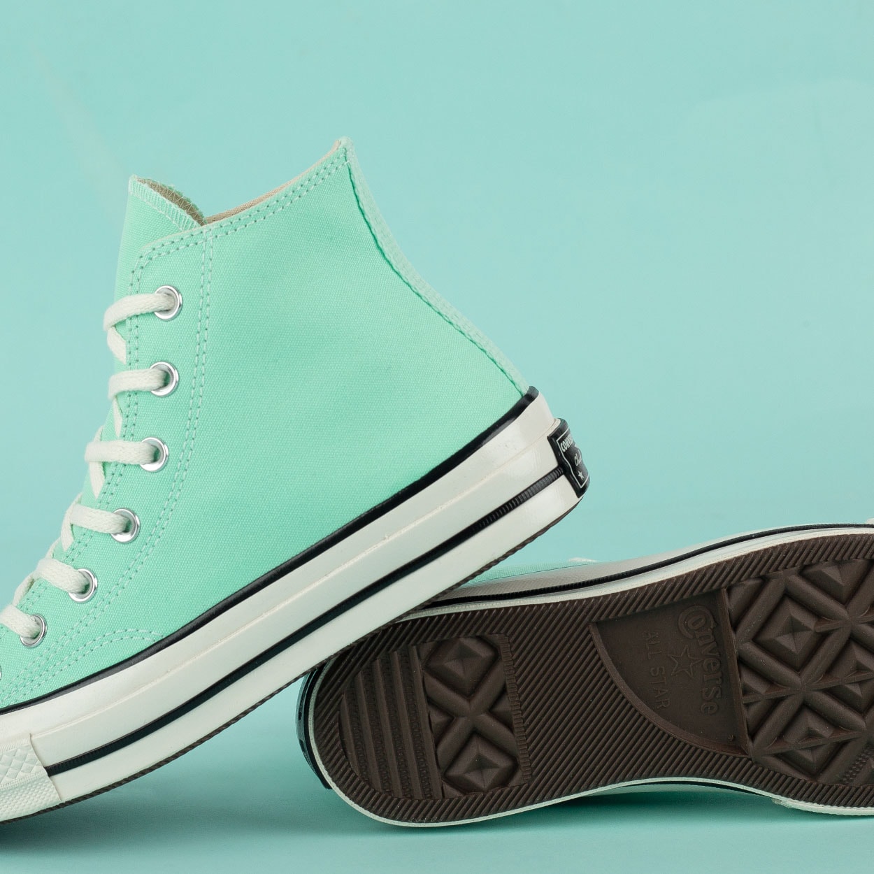 converse chuck 70 hi vintage white green