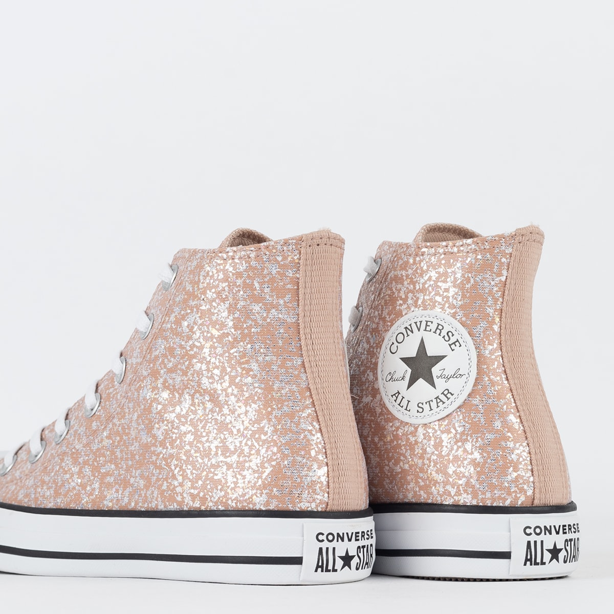 Tênis Converse Chuck Taylor All Star Hi Shinefetti Nude Rosa Branco CT28820002
