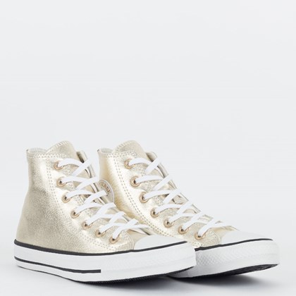 Tênis Converse Chuck Taylor All Star Hi Sparkle Party Ouro Branco CT26100001