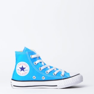 Tênis Converse Chuck Taylor All Star Kids Hi Azul Celeste Preto CK04280010 Tênis Converse Chuck Taylor All Star Kids Hi Azul Celeste Preto CK04280010
