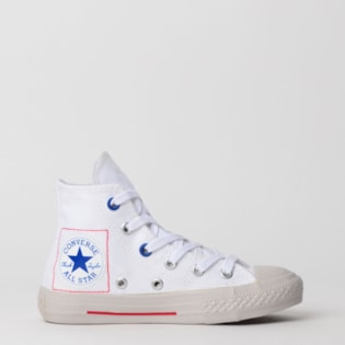 Tênis Converse Chuck Taylor All Star Kids Hi Branco Azul CK07730001 Tênis Converse Chuck Taylor All Star Kids Hi Branco Azul CK07730001