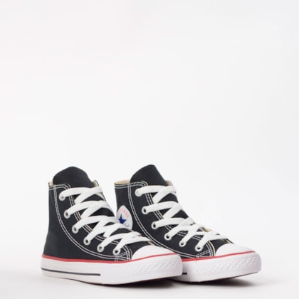 Tênis Converse Chuck Taylor All Star Kids Hi Preto Vermelho CK00040007