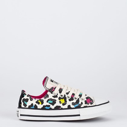 Tênis Converse Chuck Taylor All Star Kids Ox Animal Print Welcome To The Wild Amendoa Pink Fluor CK09500001