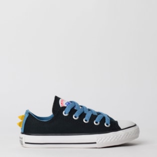 Tênis Converse Chuck Taylor All Star Kids Ox Preto Azul Escuro CK07520001 Tênis Converse Chuck Taylor All Star Kids Ox Preto Azul Escuro CK07520001