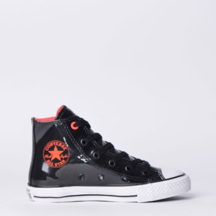 Tênis Converse Chuck Taylor All Star Kids Vinil Hi Preto Vermelho Intenso CK06890001 Tênis Converse Chuck Taylor All Star Kids Vinil Hi Preto Vermelho Intenso CK06890001