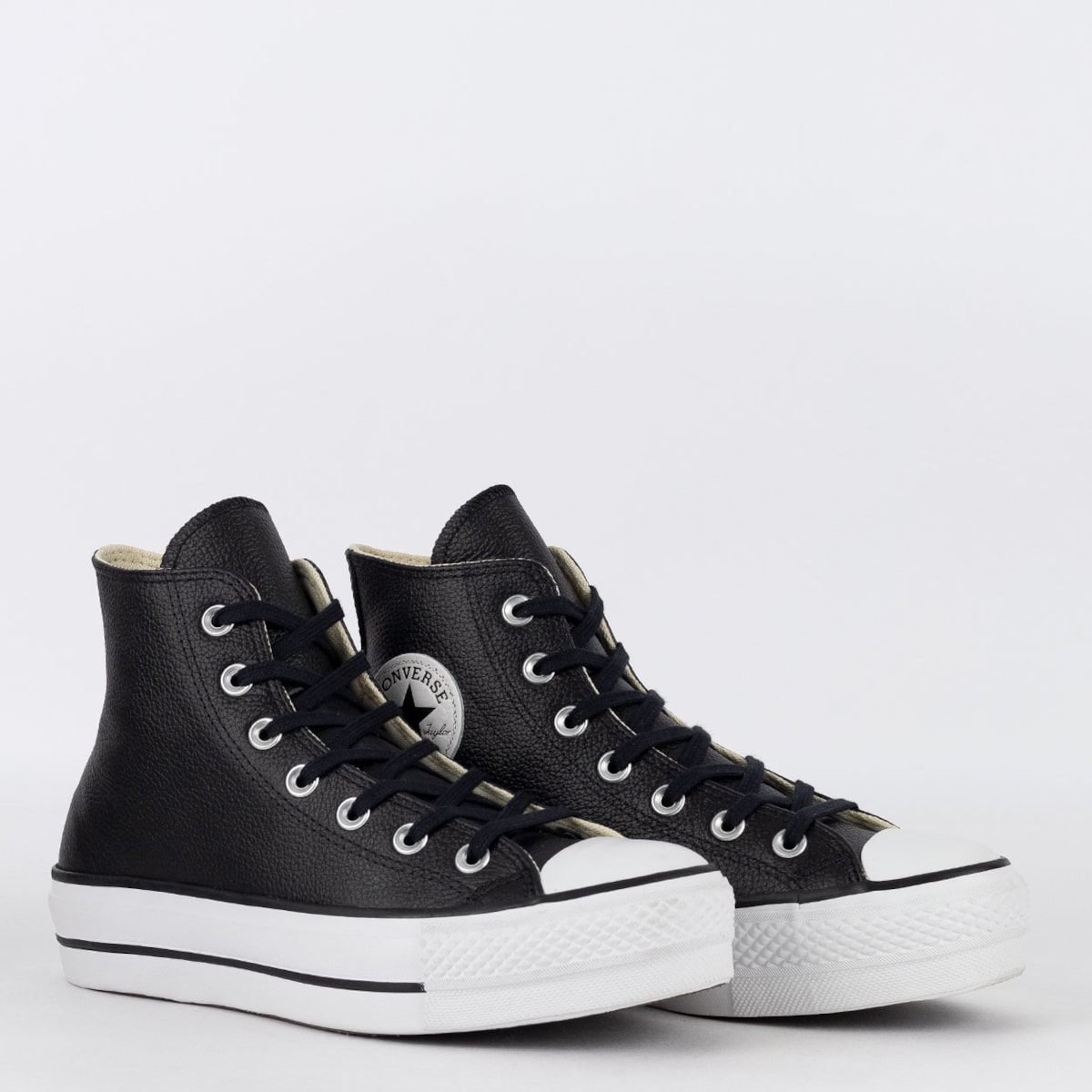 Tênis Converse All Star Chuck Taylor Hi Plataforma Couro - Preto