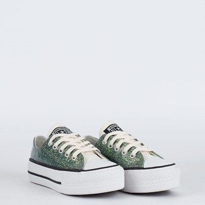 Tênis Converse Chuck Taylor All Star Lift Kids Ox Authentic Glam Ouro Claro Preto CK09650001