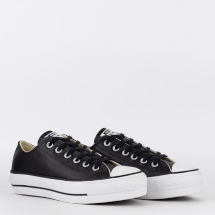 Tênis Converse Chuck Taylor All Star Lift Ox Leather Preto Branco CT24320002