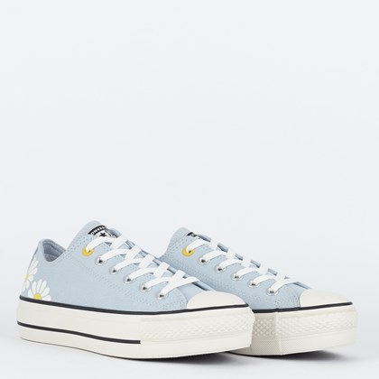 Tênis Converse Chuck Taylor All Star Lift Ox Nature In Bloom Azul Claro Amarelo CT26640001
