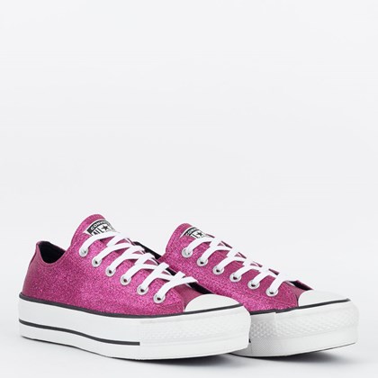 Tênis Converse Chuck Taylor All Star Lift Ox Sparkle Party Pink Fluor Branco CT26080001