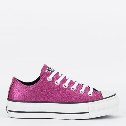 Tênis Converse Chuck Taylor All Star Lift Ox Sparkle Party Pink Fluor Branco CT26080001